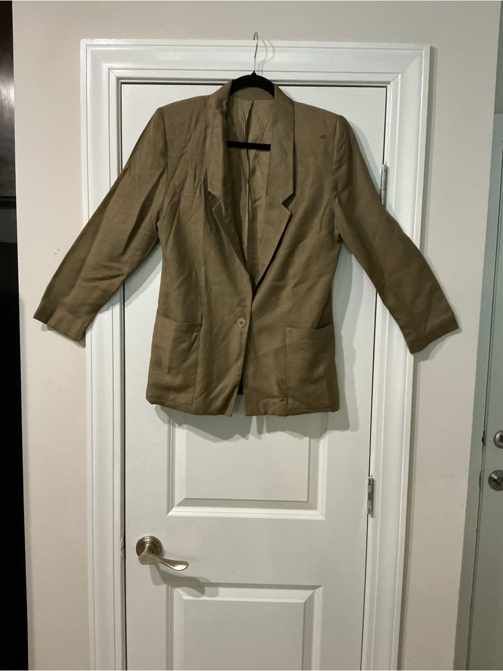 Women's Tan Single-Button Blazer Jacket